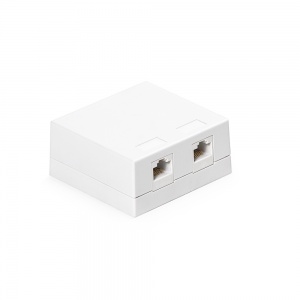Zásuvkový box, Category 5E, 2xRJ45/u, povrchový, osadený